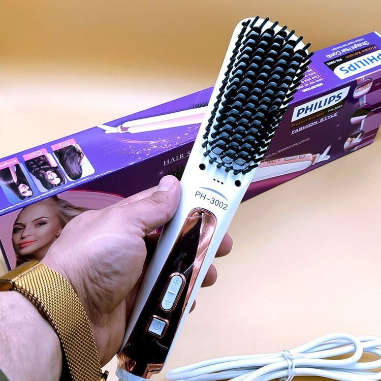 برس حرارتی فلیپیس حرفه ای مخصوص کار کراتین و پروتئین تنظیم حرارت در سه حالت برای موهای شکننده، آسیب