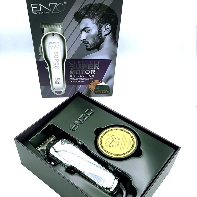 ماشین اصلاح سر و صورت بدن انزو EN-5049 ،اصل ایتالیا،دیجیتالی،تیغ استیلی تیتانیومی ،باتری 2400امپر،شارژی و مستقیم برق
