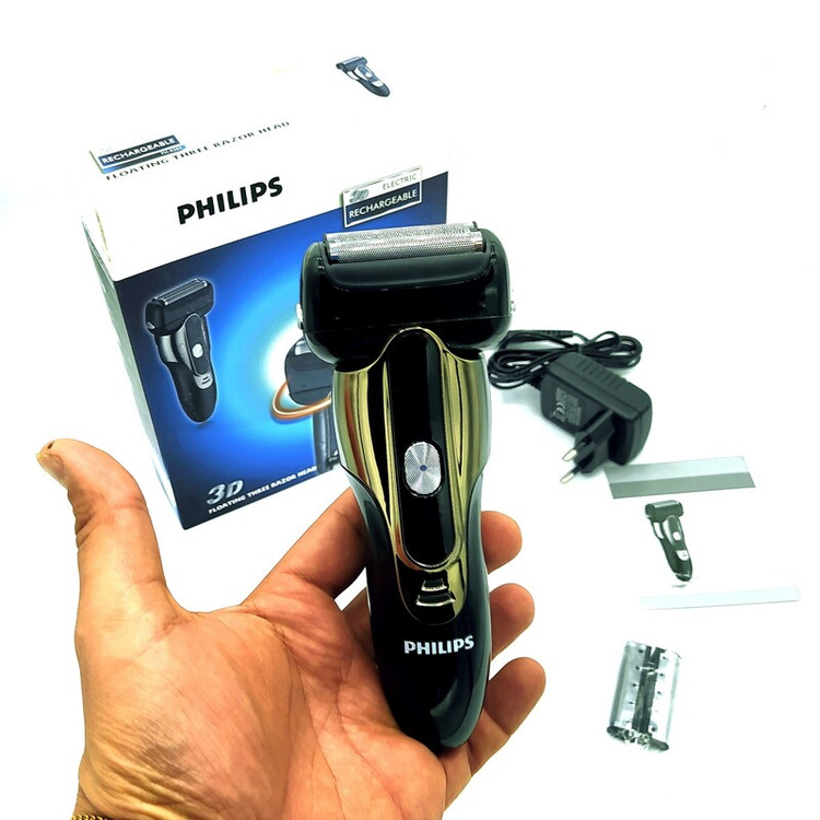 ریش تراش غلطکی حرفه ای مارک فلیپس اورجینال شرکتی ضداب و زیر دوشی تیغ لیزری سه غلطک همراه با خط زن