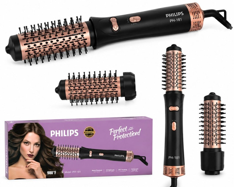 سشوار چرخشی برس دار دوکاره فلیپس 181 Philips original