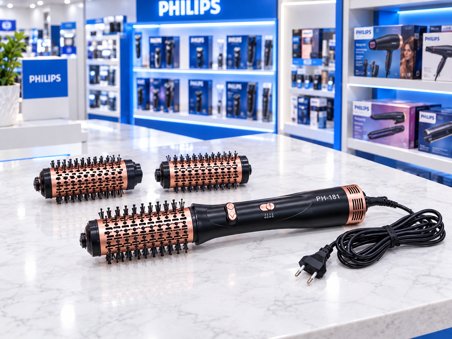 سشوار چرخشی برس دار دوکاره فلیپس 181 Philips original